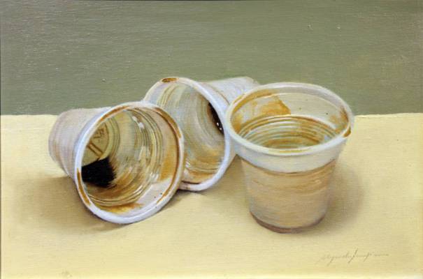 Alessandro Marziano - Opere uniche - Pausa caffè - olio su tela  - cm 20x30 - Galleria Casa d'Arte - Bra (CN)
